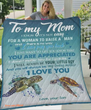 Turtle To My Mom Quilt Blanket From Son You Will Always Be My Loving Mother Great - Super King - Ettee