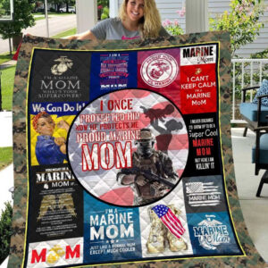 US Marine I Am A Marine Mom Quilt Blanket Great Gifts For Birthday Christmas Thanksgiving Anniversary Mother's Day - Super King - Ettee