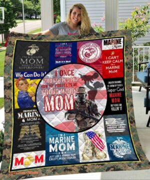 US Marine I Am A Marine Mom Quilt Blanket Great Gifts For Birthday Christmas Thanksgiving Anniversary Mother's Day - Super King - Ettee