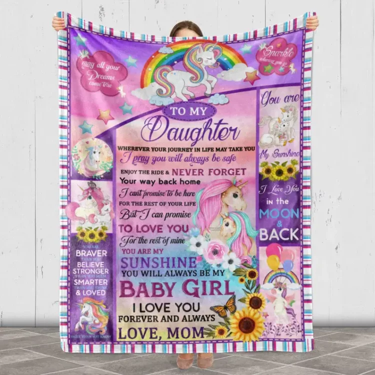 Unicorn Blanket To My Daughter I Love You Unicorn Quilt Blanket Unicorn Blanket For Daughter From Mom - Super King - Ettee