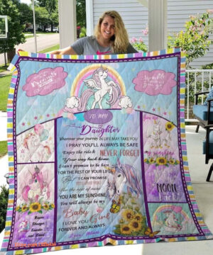 Unicorn To My Daughter Quilt Blanket From Mom You Will Always Be My Baby Girl Great Customized Blanket Gifts For Birthday Christmas Thanksgiving - Twin - Ettee