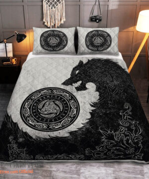 Viking Fenrir And Horns Of Odin - Viking Quilt Bedding Set - King - Ettee