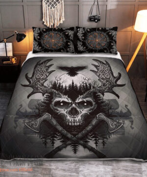 Viking Raven And Skull - Viking Quilt Bedding Set - Ettee - Bedding