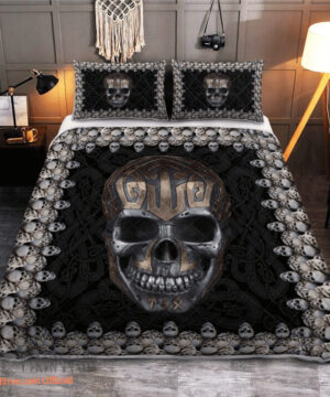 Viking Skull  Halloween Skull - Viking Quilt Bedding Set - King - Ettee