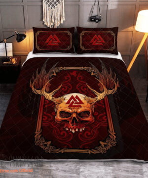 Viking Valknut And Skull - Viking Quilt Bedding Set - King - Ettee