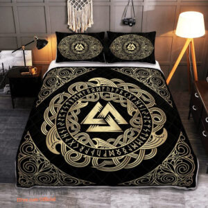 Viking Valknut - Viking Quilt Bedding Set - King - Ettee