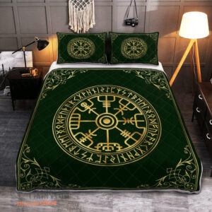 Viking Vegvisir And Rune - Viking Quilt Bedding Set - King - Ettee
