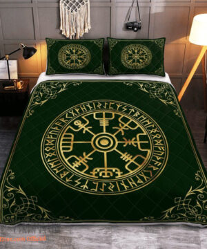 Viking Vegvisir And Rune - Viking Quilt Bedding Set - King - Ettee