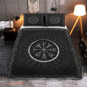 Viking Vegvisir And Runic - Viking Quilt Bedding Set - King - Ettee