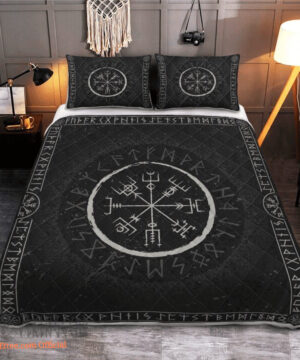 Viking Vegvisir And Runic - Viking Quilt Bedding Set - King - Ettee