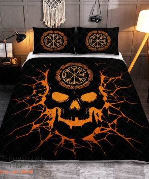 Viking Vegvisir Skull - Viking Quilt Bedding Set - King - Ettee