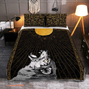 Viking Wolf Fenrir And Rune - Viking Quilt Bedding Set - King - Ettee
