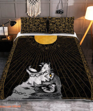 Viking Wolf Fenrir And Rune - Viking Quilt Bedding Set - King - Ettee