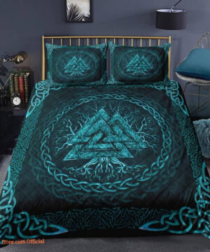 Viking Comforter set Soft Vintage Triple Horn of Odin Bedding set Quilt For Bedroom - King - Ettee