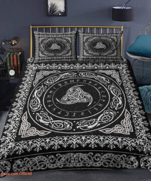 Viking Comforter set Soft Vintage Triple Horn of Odin Down Bedding set Quilt For Bedroom - King - Ettee