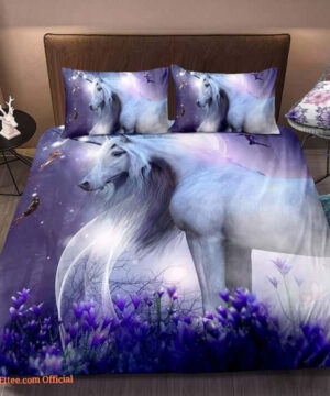 White Horse Bed Sheets Spread Comforter Duvet Cover Bedding Sets - King - Ettee