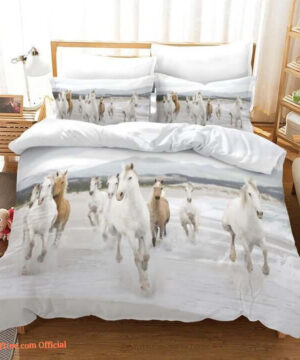 White Horse Bedding Set Bed Sheet Spread Comforter Duvet Cover Bedding Sets - King - Ettee