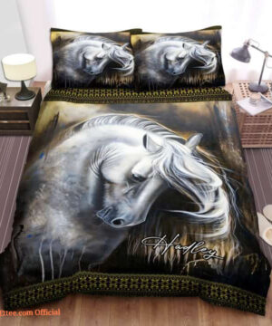 White Horse Custom Name Duvet Cover Bedding Set - King - Ettee