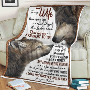 Valentine Wolf Quilt Blanket To My Wife. Lightweight And Smooth Comfort - Super King - Ettee