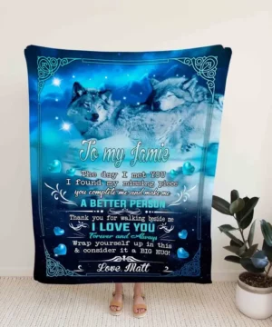 Wolf Blanket.Winter Blanket.Heart Blanket.Family Blanket.Gift Blanket - Super King - Ettee