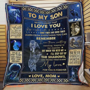 Wolf Family To My Son Quilt Blanket From Mom My Love For You Is Forever Great - Super King - Ettee