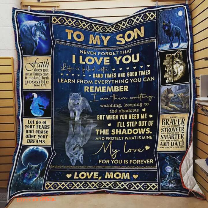 Wolf Family To My Son Quilt Blanket From Mom My Love For You Is Forever Great - Super King - Ettee