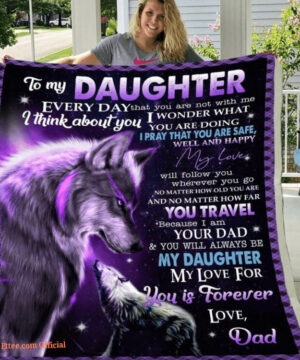 Wolf To My Daughter Fleece Blanket Gift From Dad For Daughter - Super King - Ettee