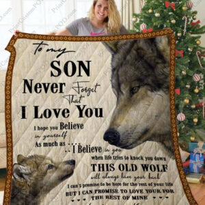 Wolf To My Son From Mom I Love You Quilt Blanket Great - Super King - Ettee
