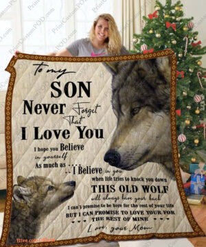 Wolf To My Son From Mom I Love You Quilt Blanket Great - Super King - Ettee