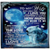 Wolf To My Wife Blanket Gift From Husband Fleece Blankets Wolf Love For Xmas - Super King - Ettee