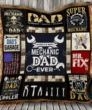 World's Best Mechanic Dad Ever Quilt Blanket Great Customized Gifts For Birthday Christmas Thanksgiving Father's Day Perfect Gifts For Mechanic - King - Ettee