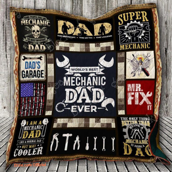 World's Best Mechanic Dad Ever Quilt Blanket Great Customized Gifts For Birthday Christmas Thanksgiving Father's Day Perfect Gifts For Mechanic - King - Ettee