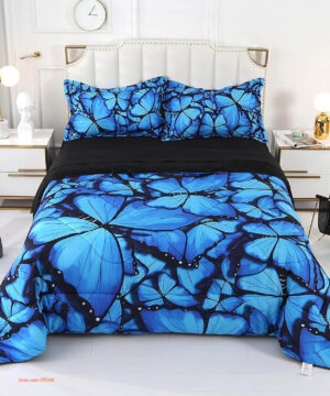 Wowelife Blue Comforter Set Twin 5 Piece Butterfly Tree Bedding Set - King - Ettee