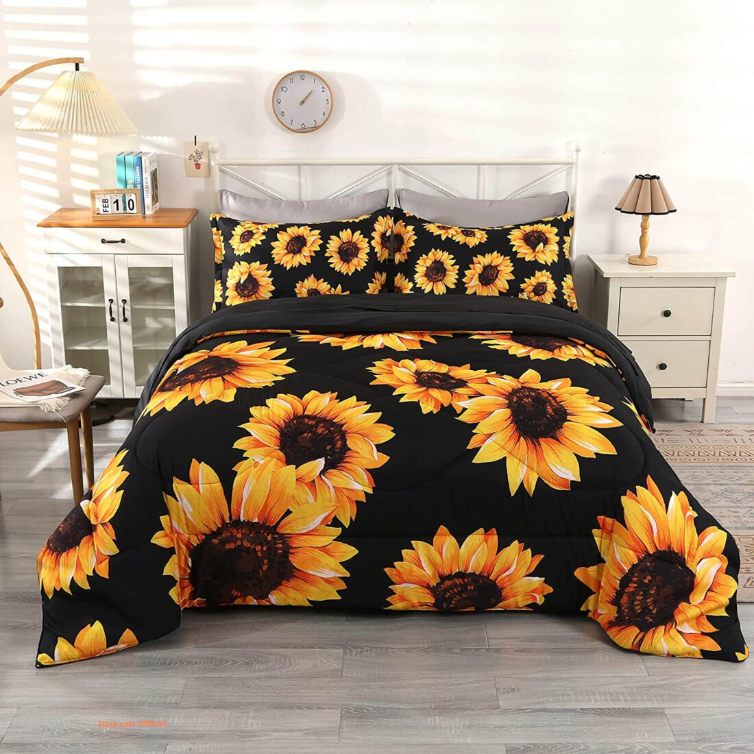 Wowelife sunflower comforter twin black bedding set - king