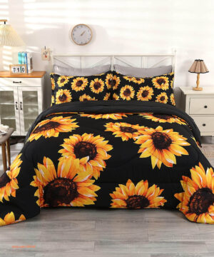 Wowelife Sunflower Comforter Twin Black Bedding Set - King - Ettee