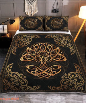 Yggdrasil - Odin'S Ravens Huginn And Muninn- Viking Quilt Bedding Set - King - Ettee