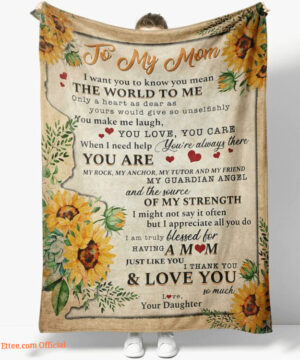 To My Mom You Mean The World Quilt Blanket. Lightweight And Smooth Comfort - Super King - Ettee