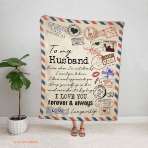 airmail wife to my husband wrap yourself fleece blanket - Super King - Ettee
