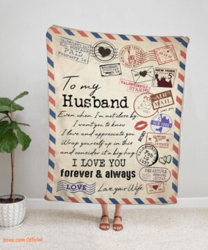 airmail wife to my husband wrap yourself fleece blanket - Super King - Ettee