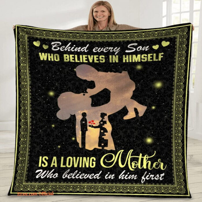 behind every son who believes in himself mother and son quilt blanket - Super King - Ettee