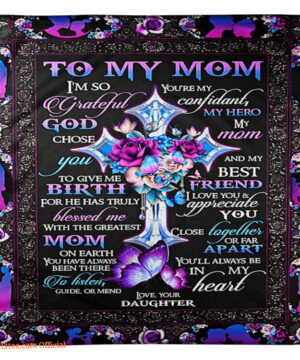 blanketify to my mom im so grateful god chose you flowers and cross blanket - Super King - Ettee