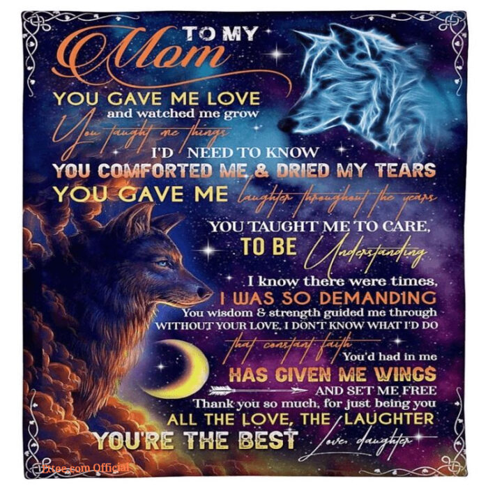 blanketify to my mom you gave me love and watched me grow wolves galaxy blanket - Super King - Ettee
