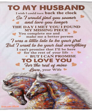 colorful horse to my husband to love you quilt blanket - Super King - Ettee