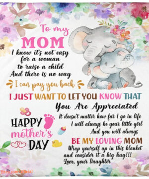 cute elephant to my mom happy mothers day blanket gift for mom - Super King - Ettee