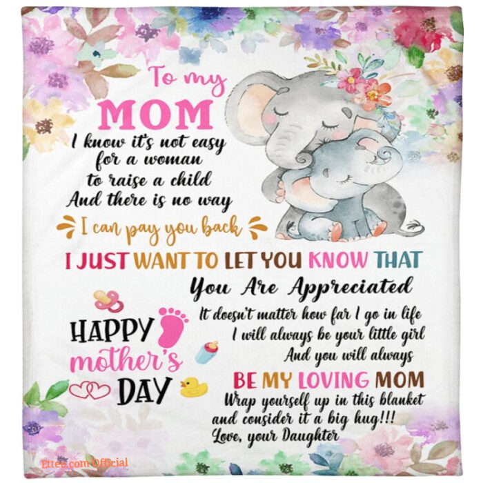 cute elephant to my mom happy mothers day blanket gift for mom - Super King - Ettee
