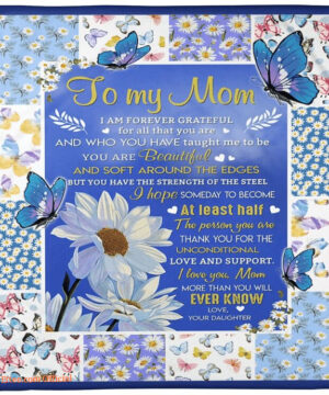 daisy flower and butterfly to my mom i am forever grateful blanket gift for mom - Super King - Ettee