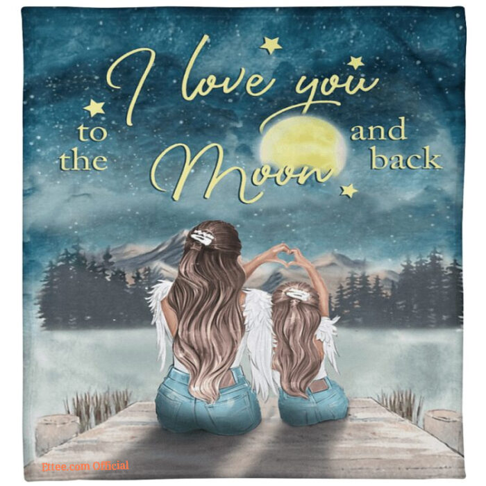 daughter and mom i love you to the moon and back fleece blanket gifts for mothers - Super King - Ettee