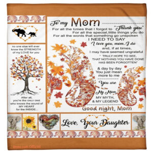 daughter to mom for all the time elephant fleece blanket - King - Ettee