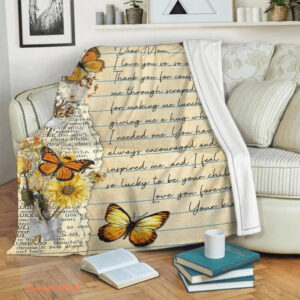 dear mom mothers day butterfly blanket gift for mom from kid - Super King - Ettee