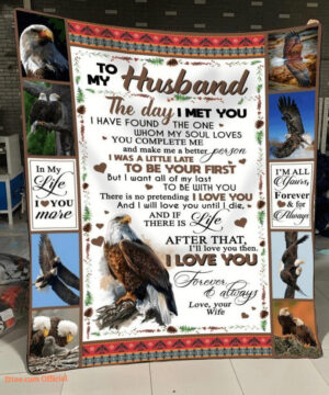 eagle to my husband i love you more your wife quilt blanket - Super King - Ettee